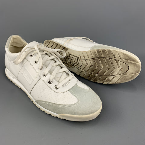 DOLCE &amp; GABBANA Zapatillas con cordones de ante gris y cuero blanco talla 9