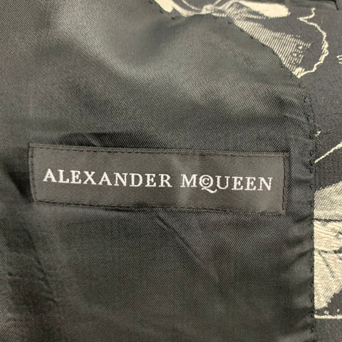 ALEXANDER MCQUEEN FW 16 Size 40 Black Grey Beige Butterfly Print Wool Blend Sport Coat