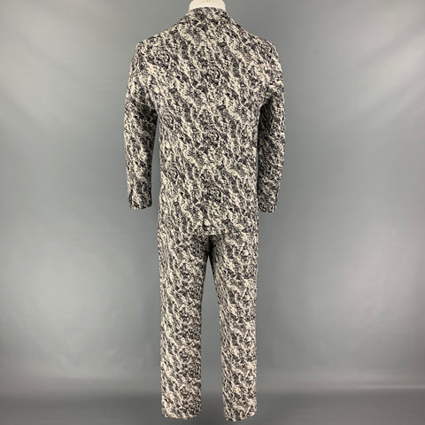 CORRIDOR Size S Black White Marbled Cotton Notch Lapel Suit