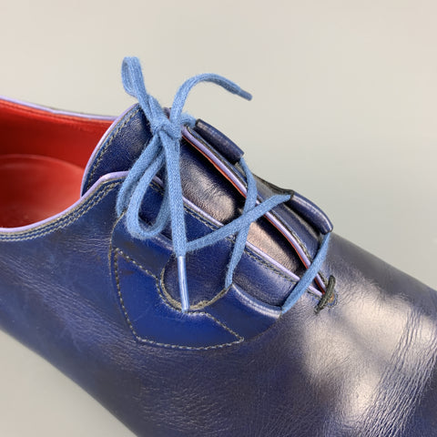 CORTHAY Size US 9.5 Blue Antique Leather Lace Up Dress Shoes