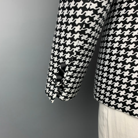 DSQUARED2 Talla 44 Abrigo deportivo de algodón / seda de pata de gallo blanco y negro