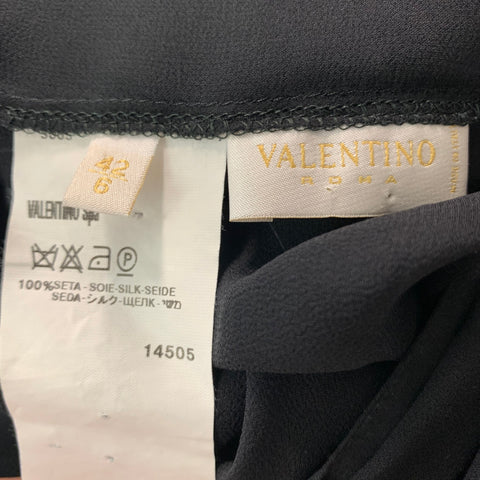 VALENTINO Roma Size 6 Black Silk See Through Laced Blouse