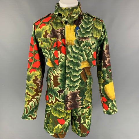 BUSCEMI Size 38 Multi-Color Camo Cotton Technical Tropical Jacket & Shorts
