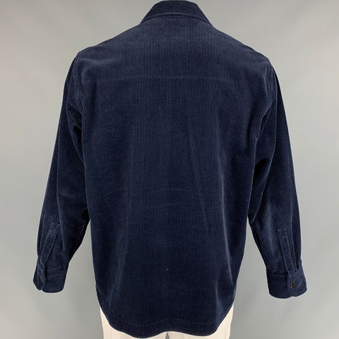 TINTORIA MATTEI Size XL Navy Corduroy Cotton Shirt Jacket