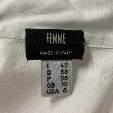 JEAN PAUL GAULTIER Talla 8 Camisa de manga abotonada sólida de algodón blanco