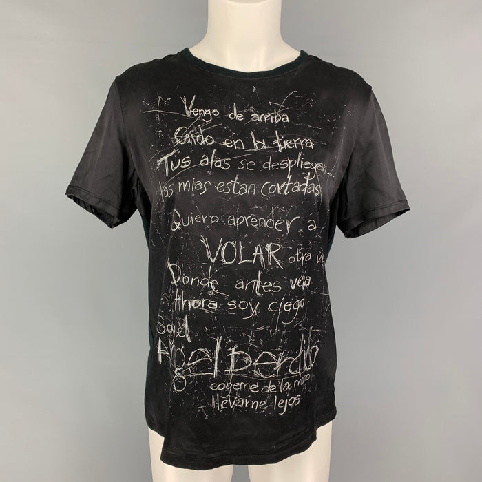 GIVENCHY Size S Black Silk Print Crew-Neck T-Shirt