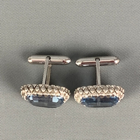 VINTAGE Blue Silver Crystal Cuff Links
