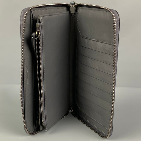 BURBERRY Grey Pebble Grain Leather Wallet