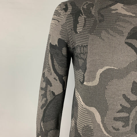 ALEXANDER MCQUEEN Size M Black Grey Knitted Wool Viscose Blend Pullover