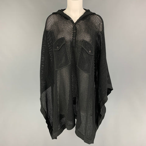 RALPH LAUREN Collection Size M/L Black Cotton Mesh Poncho Cape