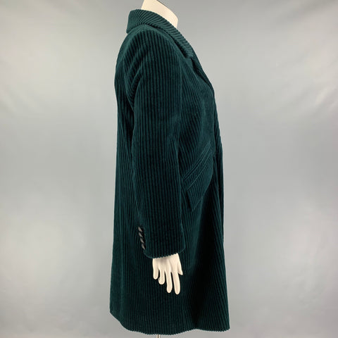 THE KOOPLES Size L Forest Green Cotton Corduroy Notch Lapel Coat