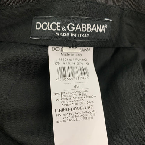 DOLCE & GABBANA Size 38 R Black Passementerie Embroidery Silk Double Breasted 3 Piece Suit