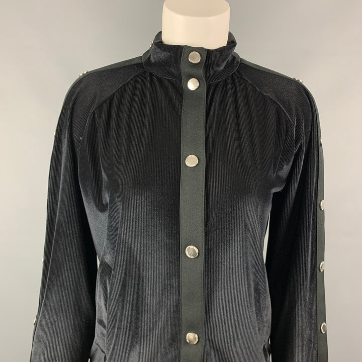 LOVE MOSCHINO Talla 6 Chaqueta bomber con botones a presión de poliéster texturizado negro