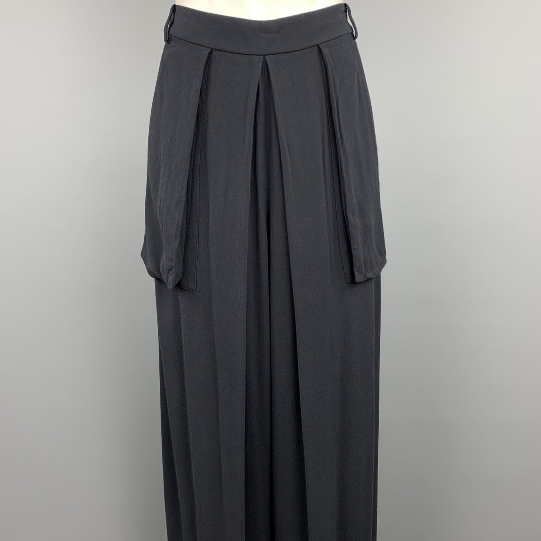 THE ROW Size 12 Navy Viscose Large Pocket Wide Leg Casual Pants