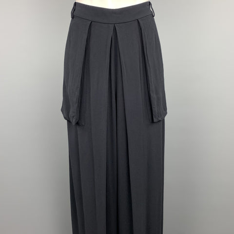 THE ROW Pantalones casuales de pierna ancha con bolsillo grande de viscosa azul marino talla 12