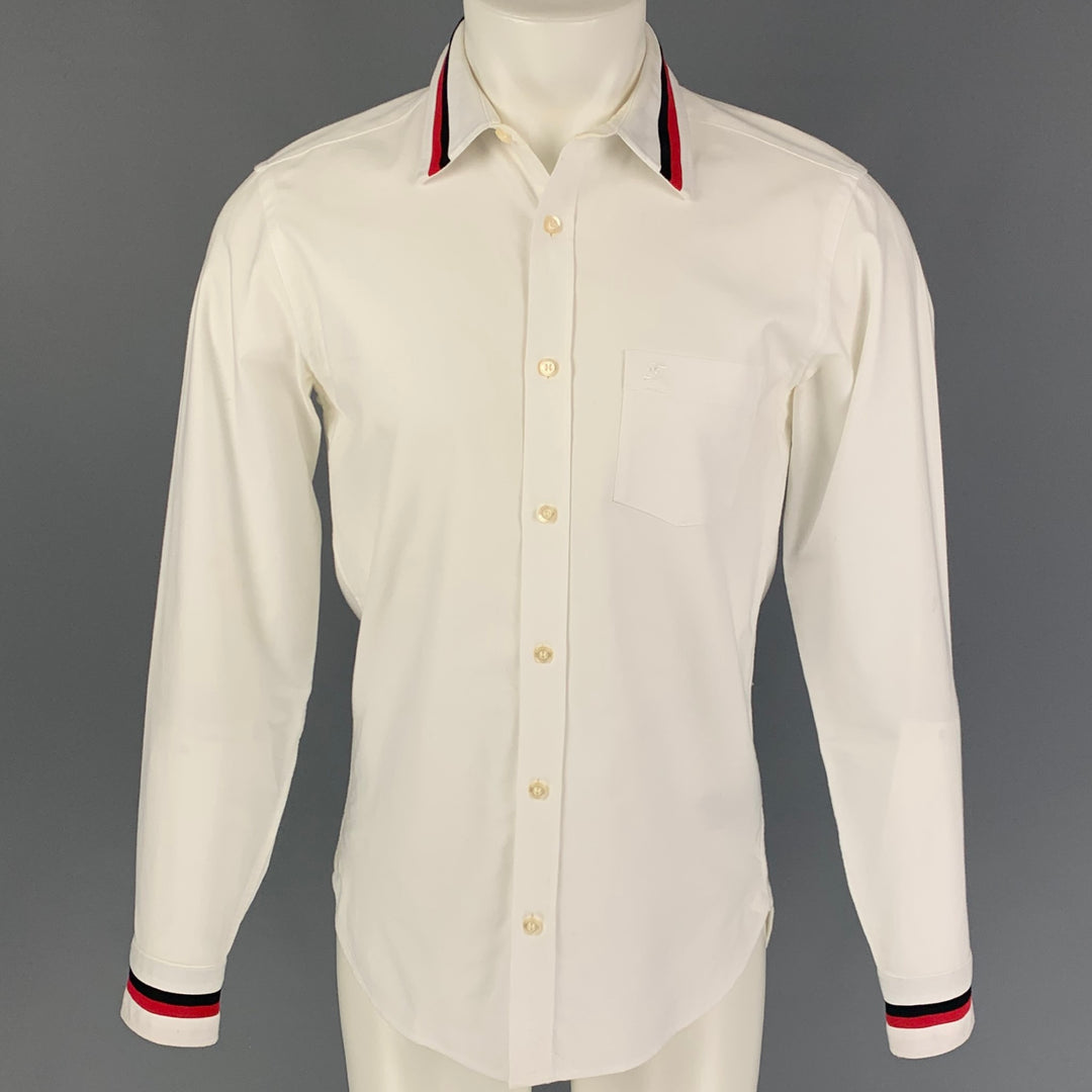 BURBERRY Size S White Cotton Button Up Long Sleeve Shirt