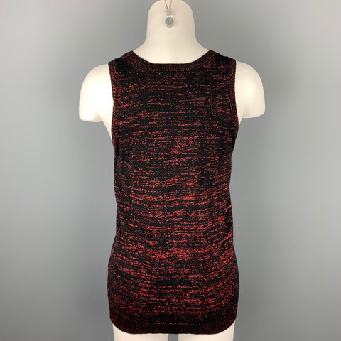 NUMBER (N)INE Size M Black & Red Metallic Cotton Blend Tank Blouse