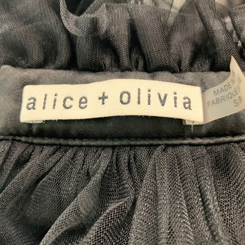 ALICE + OLIVIA Size S Black Nylon See Through High Collar Blouse