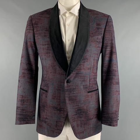 TEDDY VONRANSON Size 42 Purple Wool Blend Shawl Collar Sport Coat