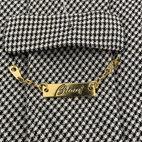 BRIONI Black & White Micro Plaid Silk Tie