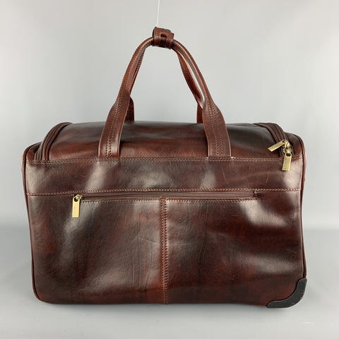 MEDICI FIRENZE Brown Leather Top Handle Shoulder Strap Duffle Bag
