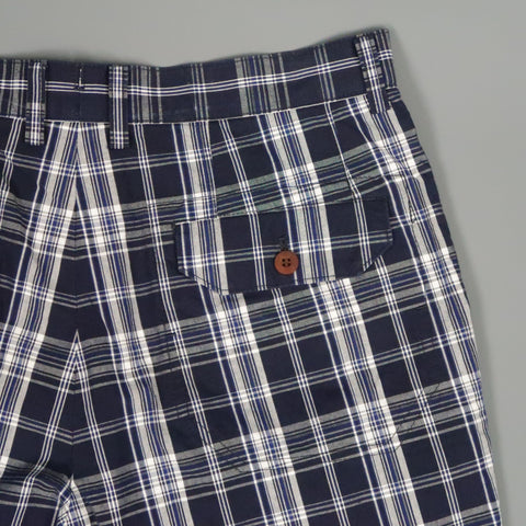 JUNYA WATANABE Size S Navy & White Plaid Cotton Zip Fly Shorts