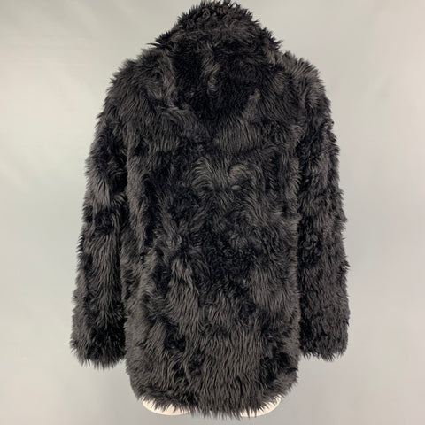 THE KOOPLES Taille S Manteau croisé en fausse fourrure texturée en mélange de modacrylique noir