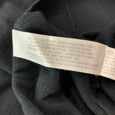 MASSIMO DUTTI Taille S Pull Col V Noir Coton Soie Cachemire