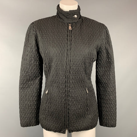 BOGNER Size 6 Black Quilted Textured Nylon Jacket