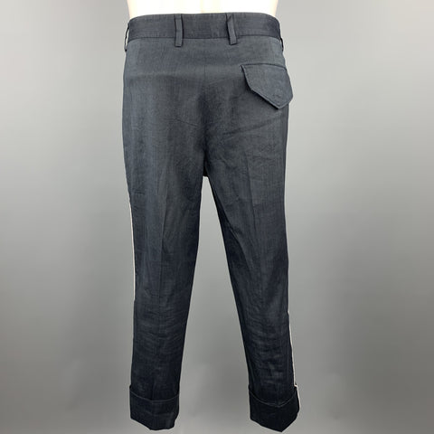 VIVIENNE WESTWOOD MAN Size 40 Charcoal Ramie Blend Notch Lapel Suit