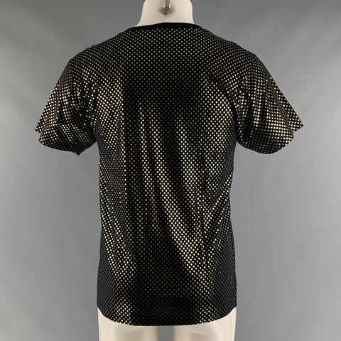GUCCI Size XS Black Gold Stars Cotton Crew-Neck T-shirt