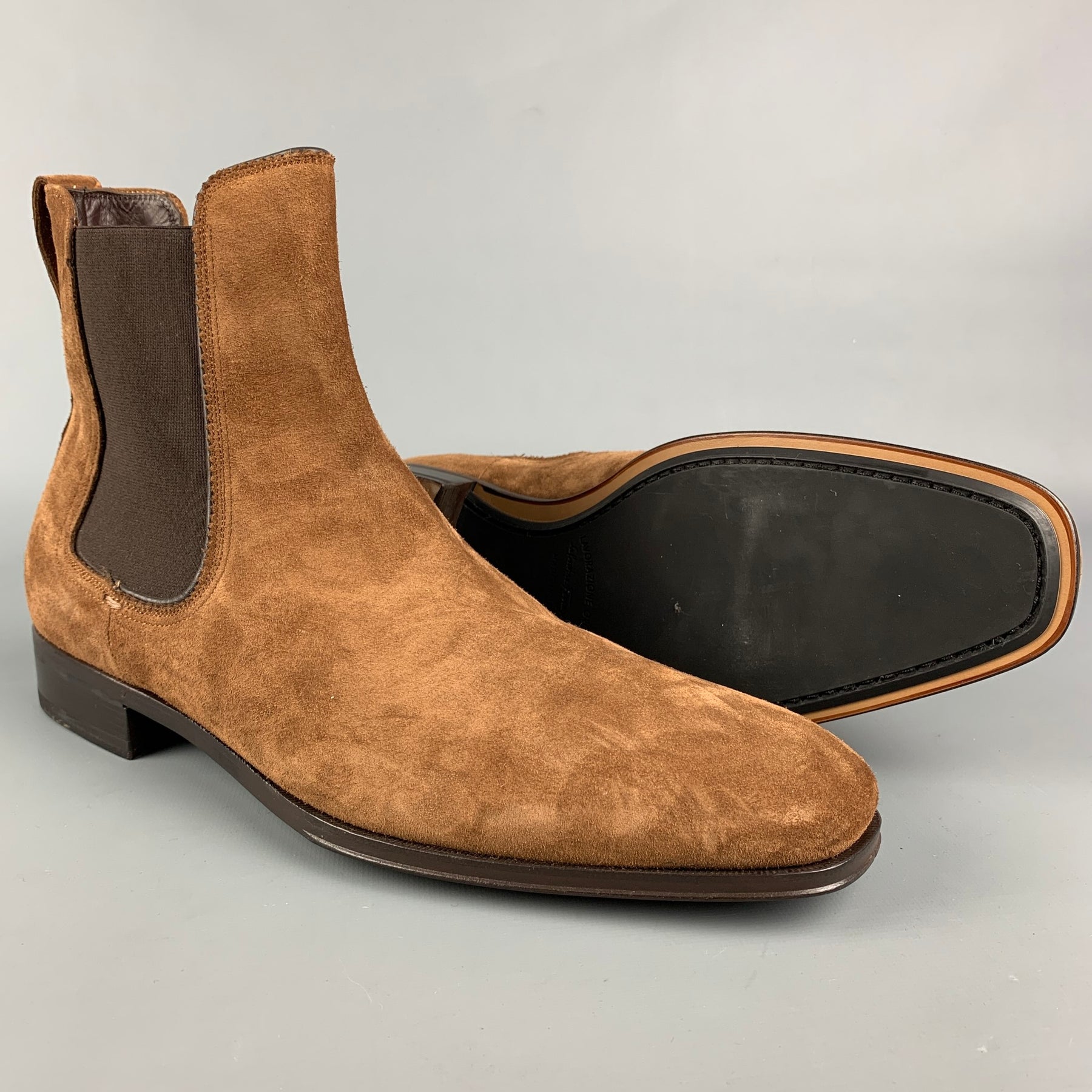 Salvatore Farragamo Brown Suede Lace-Up Boots sz 6.5 Salvatore Ferragamo Suede Chelsea Boots – The Dresser London main image 3