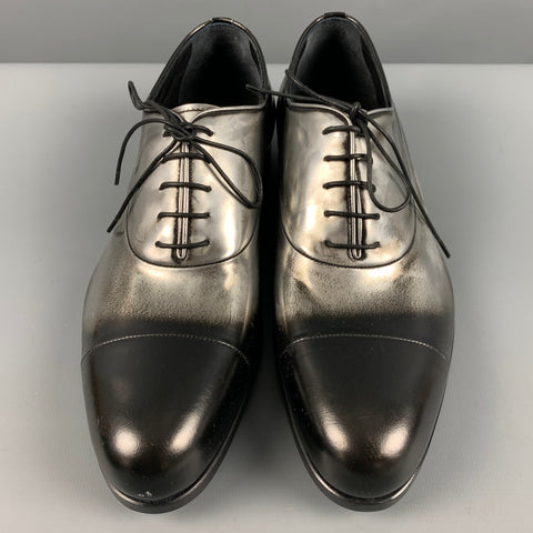 JIL SANDER Size 9.5 Black Silver Ombre Lace-Up Shoes