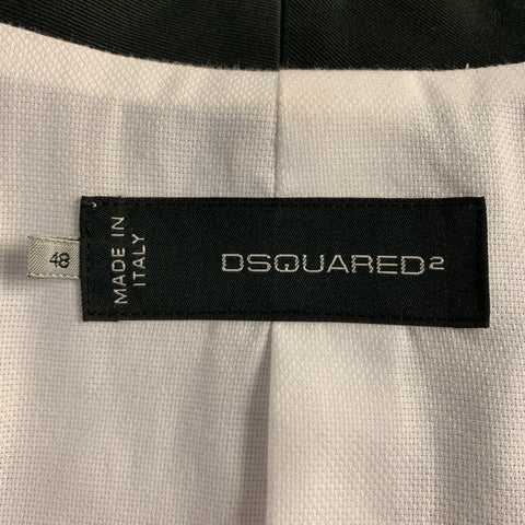 DSQUARED2 Taille 38 Noir Coton / Élasthanne Col châle Épingle de sécurité Manteau de sport