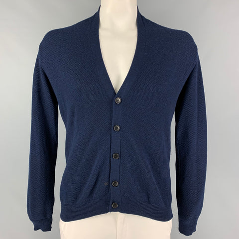 STEPHAN SCHNEIDER Size XL Navy Textured Wool V-Neck Cardigan
