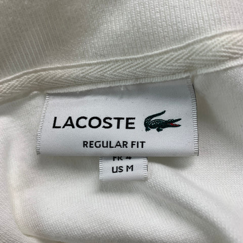 LACOSTE Size M White Terry Cloth Cotton  Elastane Short Sleeve Polo