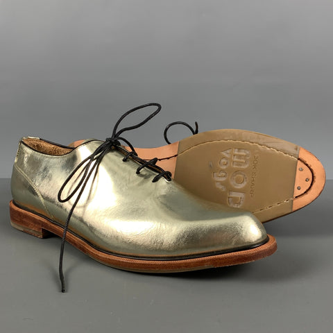 JOHN FLUEVOG Size 9.5 Gold Leather Lace Up Flats