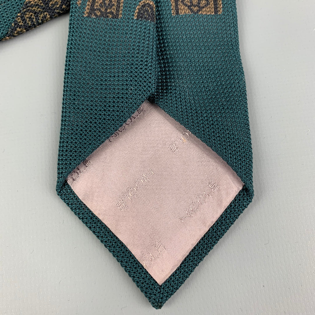 Cravate MATSUDA à motif cachemire vert foncé et taupe