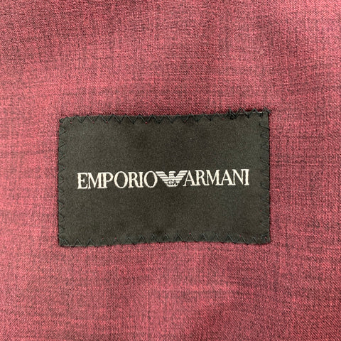 EMPORIO ARMANI Size 42 Burgundy Wool Notch Lapel Sport Coat