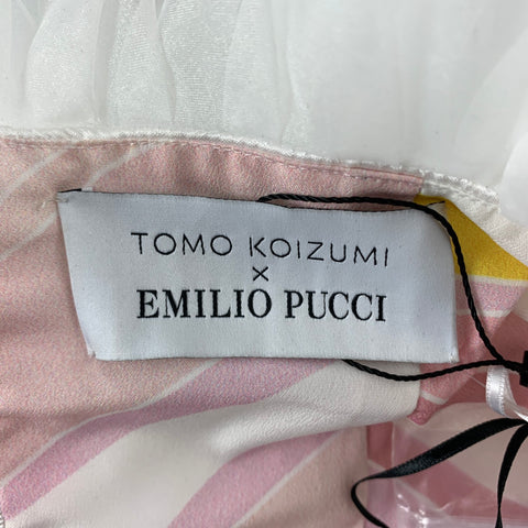 EMILIO PUCCI x TOMO KOIZUMI Taille 2 Combishort en tulle mélangé à volants blanc taille 2