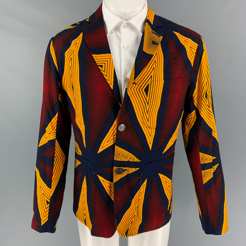 MONITALY Size 40 Multi-Color Print Cotton Sport Coat