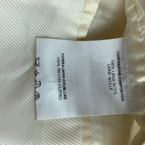 GUCCI Size 6 Cream &  Navy Pinstripe Wool Peak Lapel Wide Leg Pants Suit