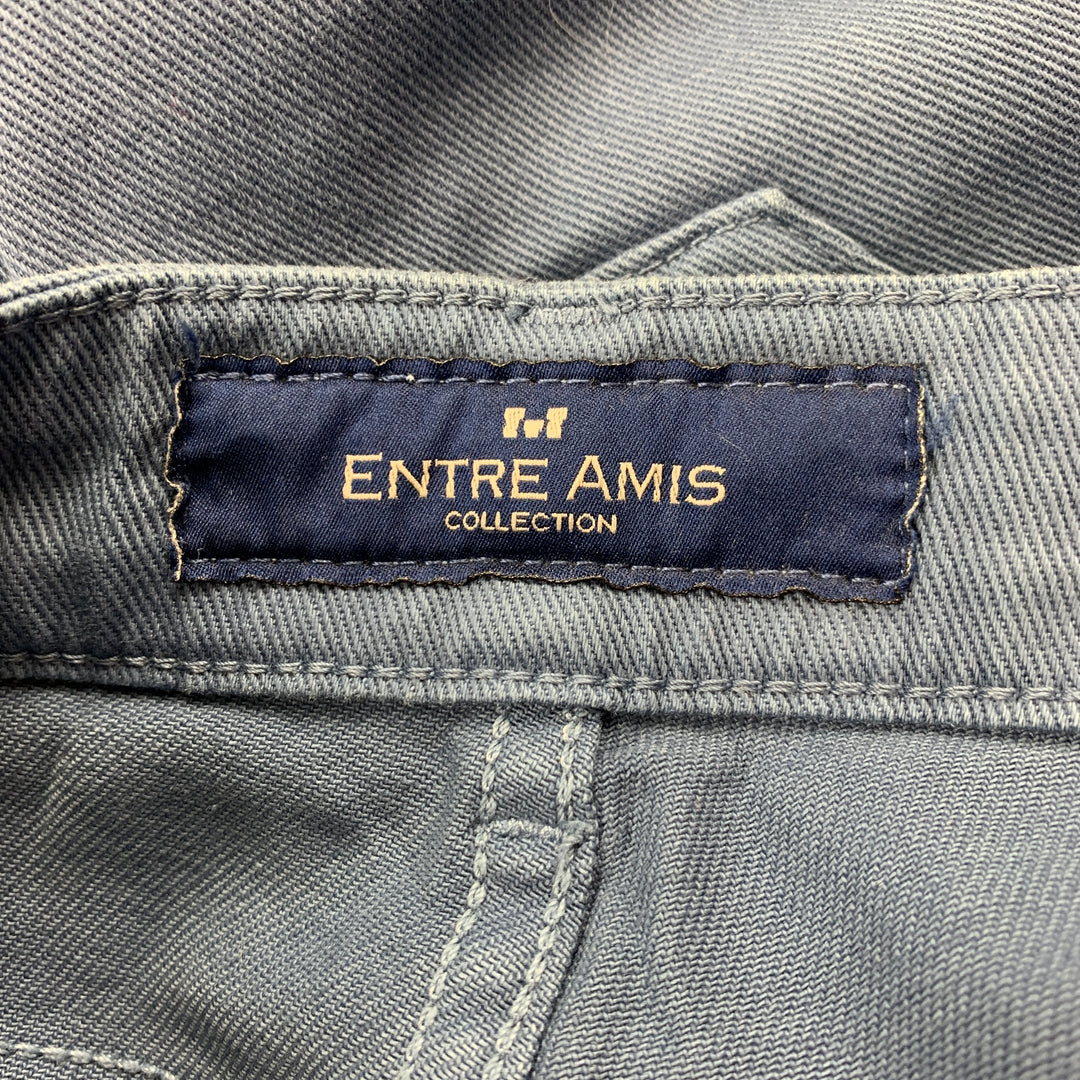 ENTRE AMIS Talla 29 Pantalones casuales de corte jean de algodón desgastado azul