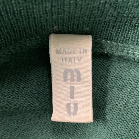 MIU MIU Size M Green Solid Wool Zip Up Cardigan