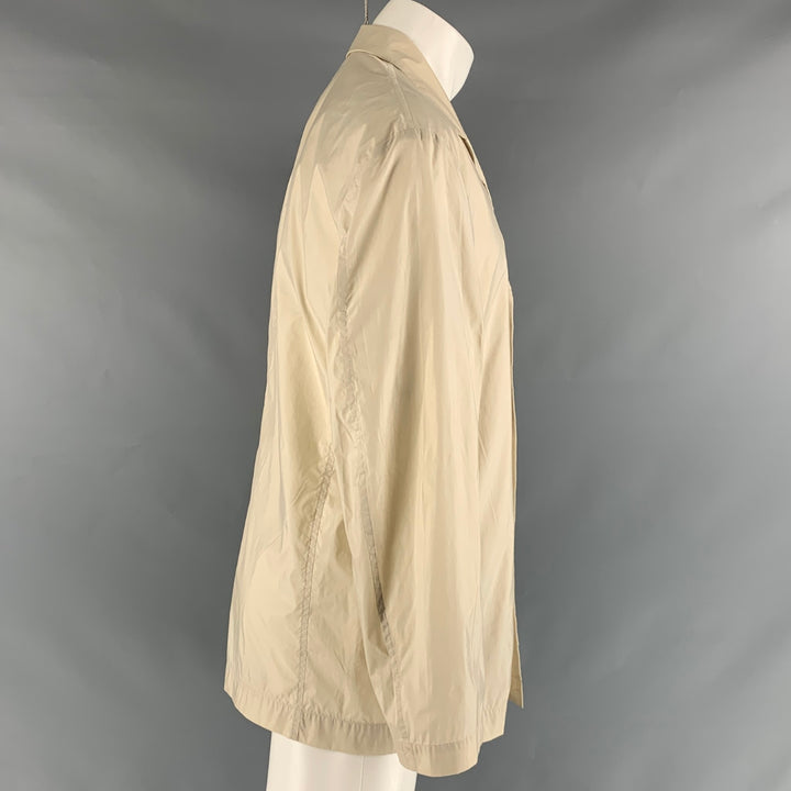 ISSEY MIYAKE Size 40 Beige Solid Nylon Notch Lapel Jacket
