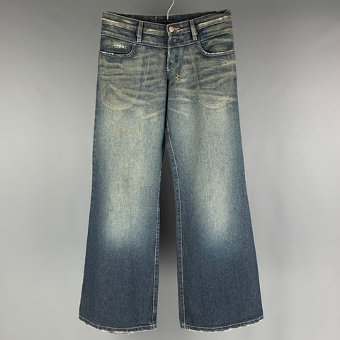 TSUBI Size 6 Blue Cotton Distressed Wide Leg Jeans