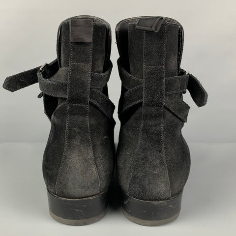 SAINT LAURENT Size 10 Black Leather Belted Wyatt 30 Jodhpur Boots