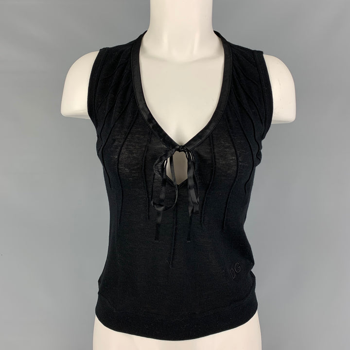 DOLCE & GABBANA Size 4 Black V-Neck Casual Top