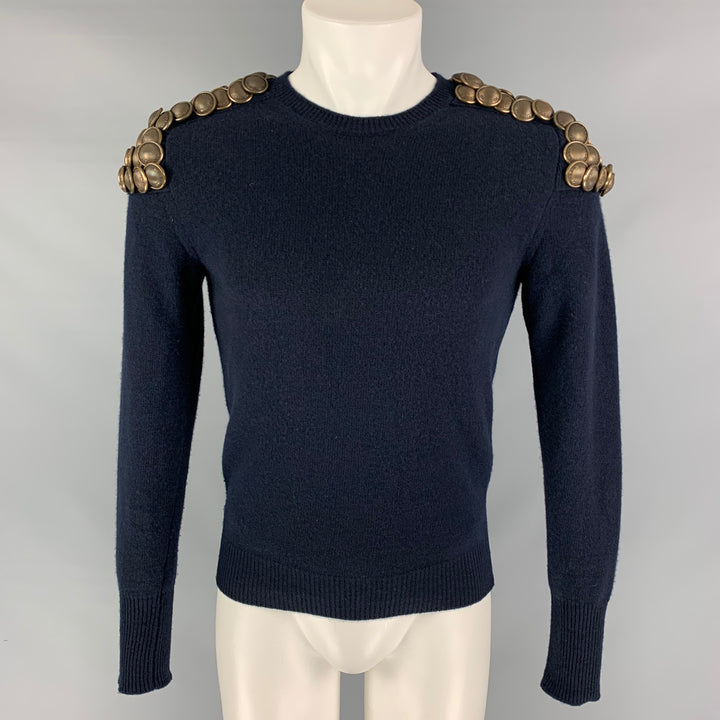 BURBERRY PRORSUM Fall Winter 2010 Size S Navy Knitted Wool Crew-Neck Sweater