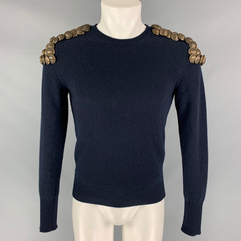 BURBERRY PRORSUM Automne Hiver 2010 Taille S Pull à col rond en laine tricotée marine